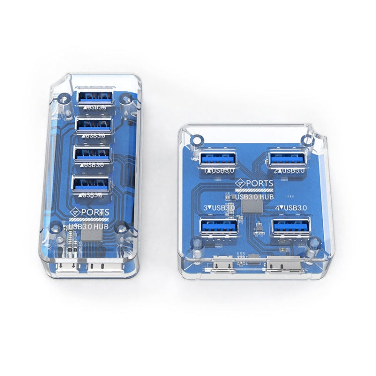 4 x USB 3.0 HUB 5Gbps Transparent Docking Station USB Adapter Splitter(Square) by buy2fix