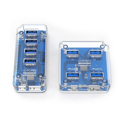 4 x USB 3.0 HUB 5Gbps Transparent Docking Station USB Adapter Splitter(Square) by buy2fix