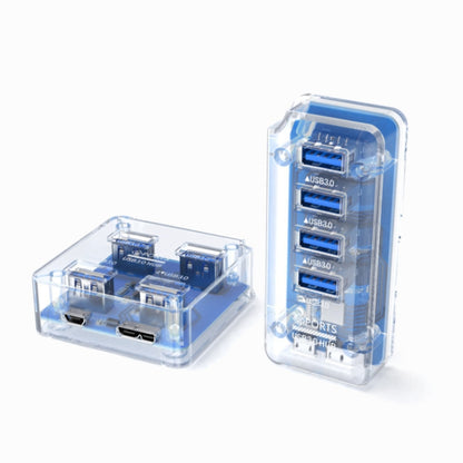 4 x USB 3.0 HUB 5Gbps Transparent Docking Station USB Adapter Splitter(Square) by buy2fix