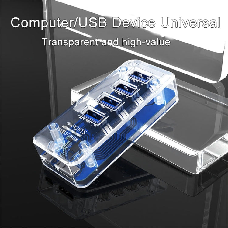4 x USB 3.0 HUB 5Gbps Transparent Docking Station USB Adapter Splitter(Square) by buy2fix