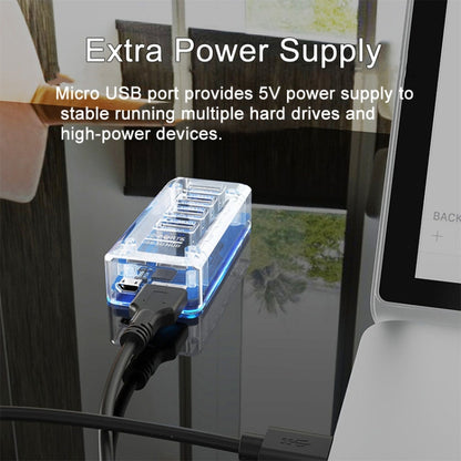 4 x USB 3.0 HUB 5Gbps Transparent Docking Station USB Adapter Splitter(Rectangle) by buy2fix