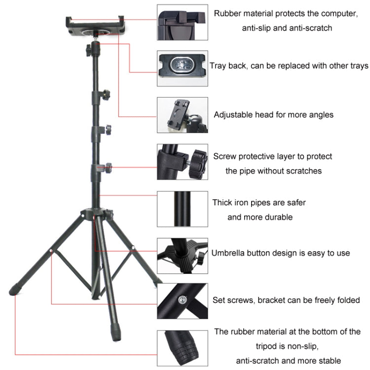1.6m Adjustable Tablet Stand Floor-Standing Retractable Mobile Phone Tripod, Model: 316(With Cloth Bag) - Lazy Bracket by buy2fix | Online Shopping UK | buy2fix