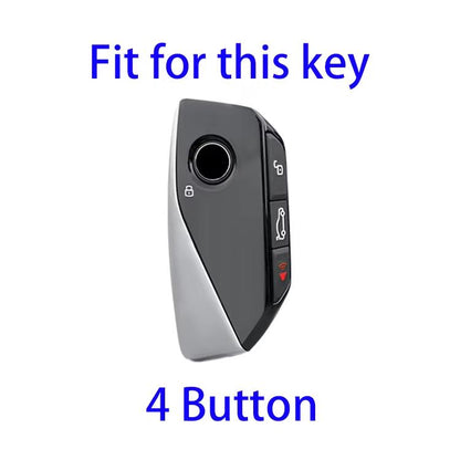 For 2024 BMW X7 Hallmo Cowhide Car Key Protection Cover(Brown) - Car Key Cases by Hallmo | Online Shopping UK | buy2fix