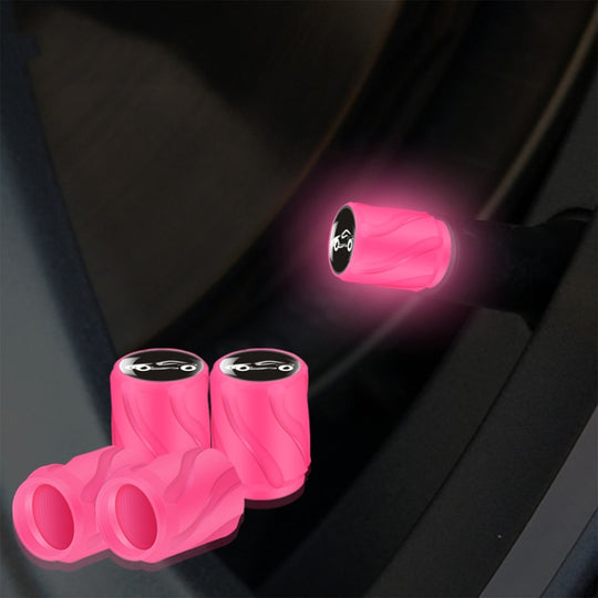 4pcs /Set Luminous Car Motorcycle Tire Modified Valve Cap, Color: Pink Sports Car