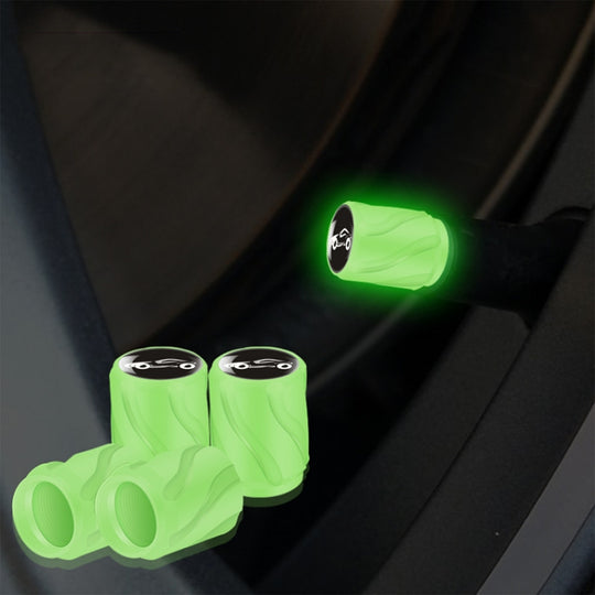 4pcs /Set Luminous Car Motorcycle Tire Modified Valve Cap, Color: Green Sports Car