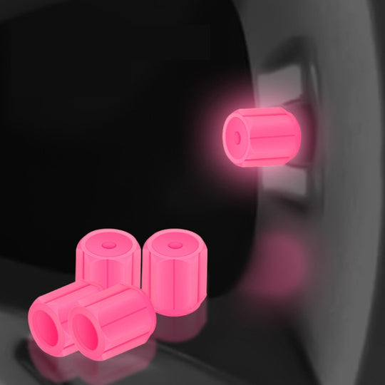 5packs Luminous Car Motorcycle Tire Valves, Color: Pink(4pcs /Set)