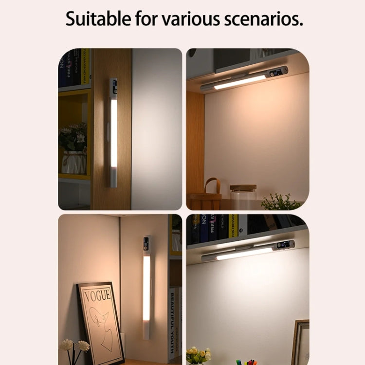 Rechargeable Under Cabinet LED Motion Sensor Night Light with Digital Display 2000mAH(Silver) - Sensor LED Lights by buy2fix | Online Shopping UK | buy2fix