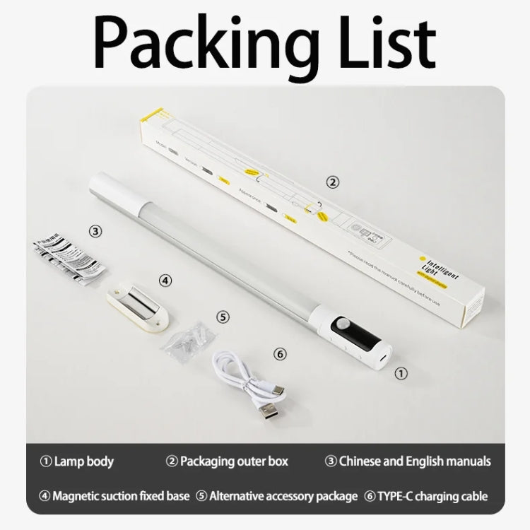 Rechargeable Under Cabinet LED Motion Sensor Night Light with Digital Display 2000mAH(Black) - Sensor LED Lights by buy2fix | Online Shopping UK | buy2fix