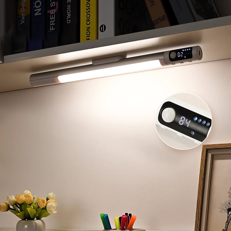 Rechargeable Under Cabinet LED Motion Sensor Night Light with Digital Display 2000mAH(Silver) - Sensor LED Lights by buy2fix | Online Shopping UK | buy2fix
