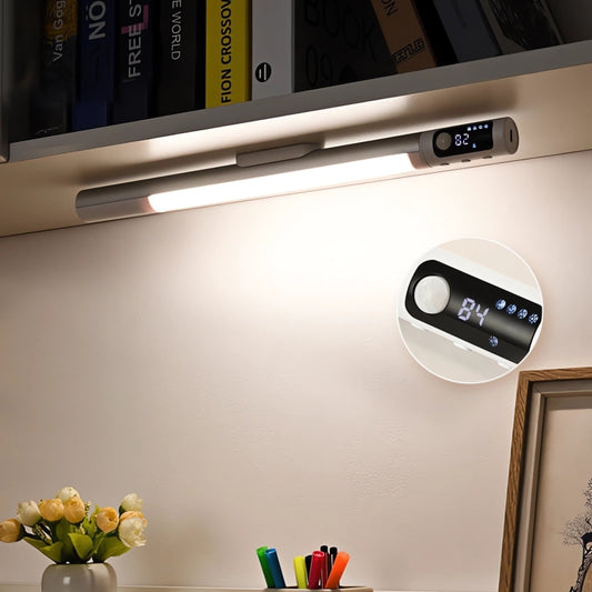 Rechargeable Under Cabinet LED Motion Sensor Night Light with Digital Display 2000mAH(Silver) - Sensor LED Lights by buy2fix | Online Shopping UK | buy2fix