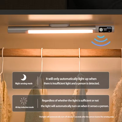 Rechargeable Under Cabinet LED Motion Sensor Night Light with Digital Display 2000mAH(Black) - Sensor LED Lights by buy2fix | Online Shopping UK | buy2fix