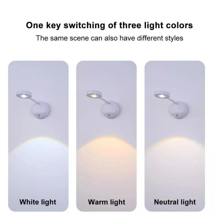 Rechargeable LED Motion Sensor Wireless Spotlight Dimmable Picture Light 2000mAH(Black) - Sensor LED Lights by buy2fix | Online Shopping UK | buy2fix