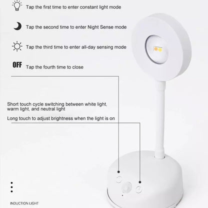 Rechargeable LED Motion Sensor Wireless Spotlight Dimmable Picture Light 1200mAH(Black) - Sensor LED Lights by buy2fix | Online Shopping UK | buy2fix