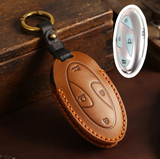 For Korean Hyundai Hallmo Car Handmade Key Bag, Color: 5 Keys Brown
