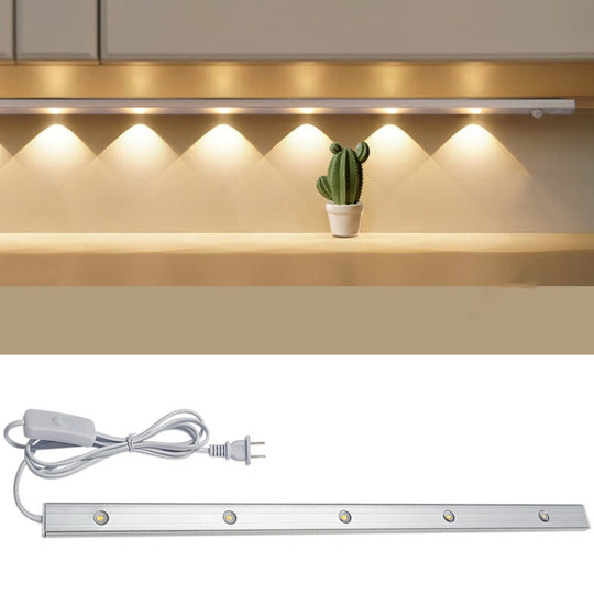 30cm 220V CN Plug Wardrobe Cabinet Lamp LED Light Bar With Button Switch(Warm White)