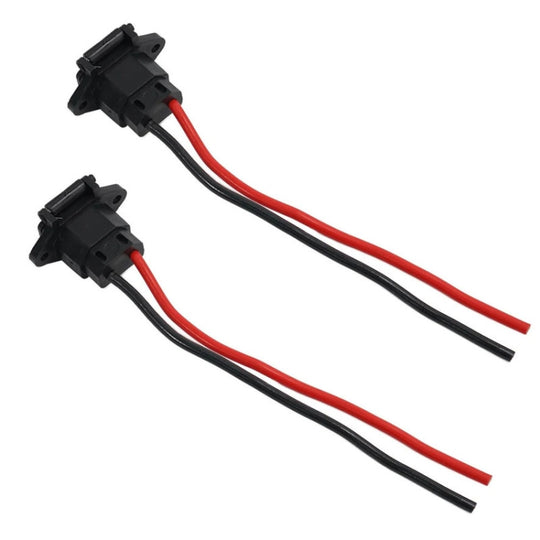 2pcs Electric Motorcycle Charging Port Three Hole Socket Charger Socket With Cover(Black)
