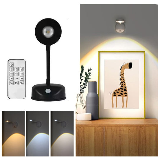 Rechargeable LED Motion Sensor Wireless Spotlight With Remote Control 2000mAH Black - Sensor LED Lights by buy2fix | Online Shopping UK | buy2fix