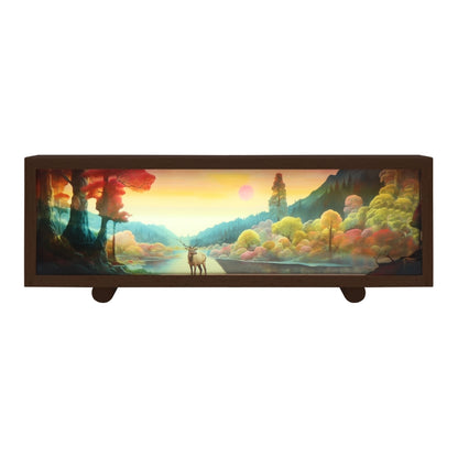 Warm Light Touch Control Wooden Acrylic Atmosphere Lightbox Decoration Painting Night Light(Walnut) by buy2fix