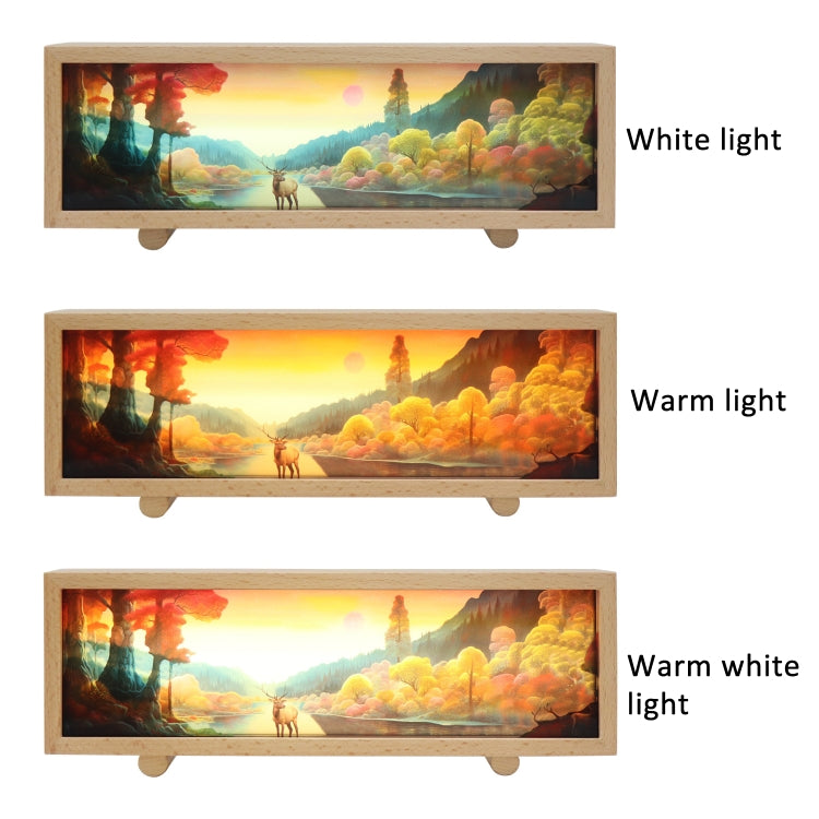 Warm Light Touch Control Wooden Acrylic Atmosphere Lightbox Decoration Painting Night Light(Walnut) by buy2fix