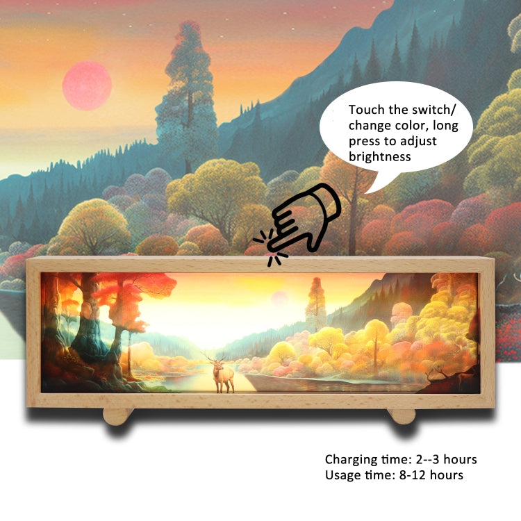 Warm Light Touch Control Wooden Acrylic Atmosphere Lightbox Decoration Painting Night Light(Walnut) by buy2fix
