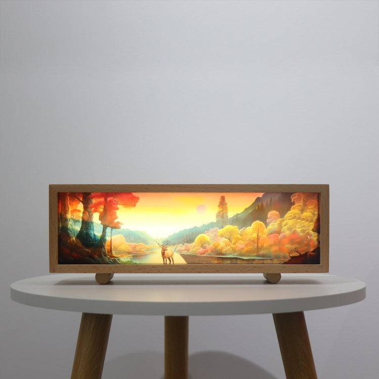 Warm Light Touch Control Wooden Acrylic Atmosphere Lightbox Decoration Painting Night Light(Beech) by buy2fix