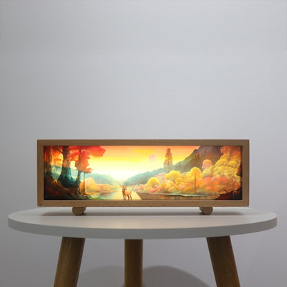 Warm Light Touch Control Wooden Acrylic Atmosphere Lightbox Decoration Painting Night Light(Walnut) by buy2fix