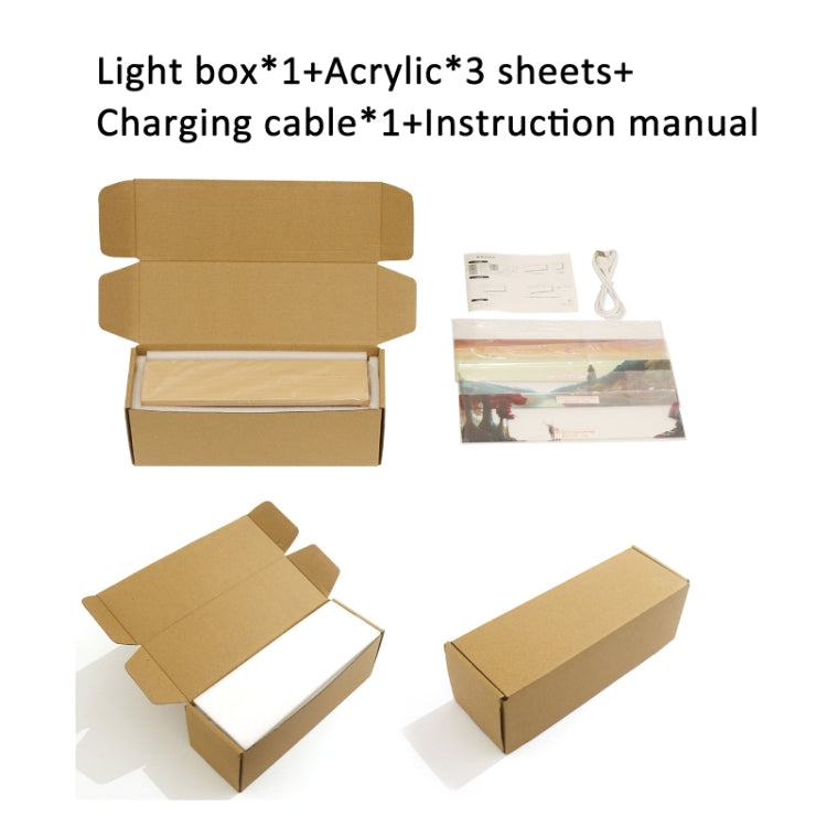 Warm Light Touch Control Wooden Acrylic Atmosphere Lightbox Decoration Painting Night Light(Beech) by buy2fix