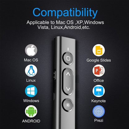 B2 2.4GHz Dual-Mode Conference PPT Wireless Page Turning Pen Multimedia Infrared Laser Pointer(Black) by buy2fix