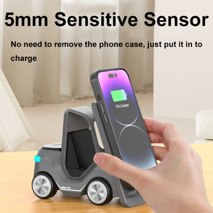 T20S 3-In-1 15W Small Forklift-Shaped Desktop Wireless Charger With LED Atmosphere Light(Yellow) by buy2fix