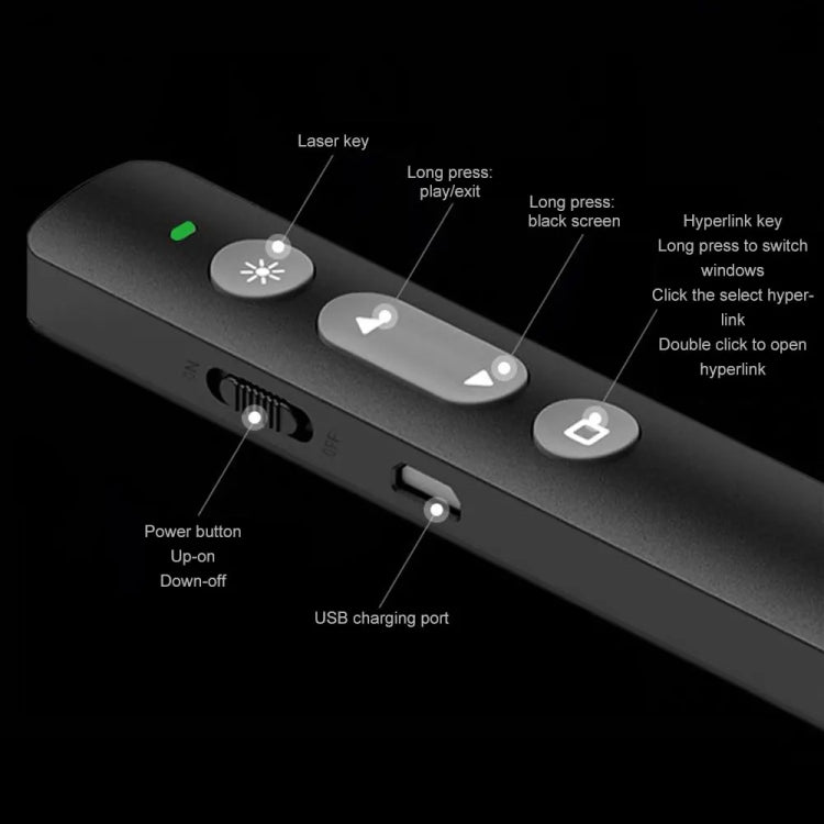 B1 Multimedia Infrared Laser Pointer Teaching Business Wireless PPT Page Turning Pen(Black) by buy2fix