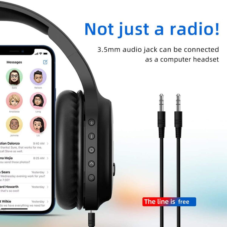 A8 Charging Version Portable Digital Display FM Headphone(Black) - Radio Player by buy2fix | Online Shopping UK | buy2fix
