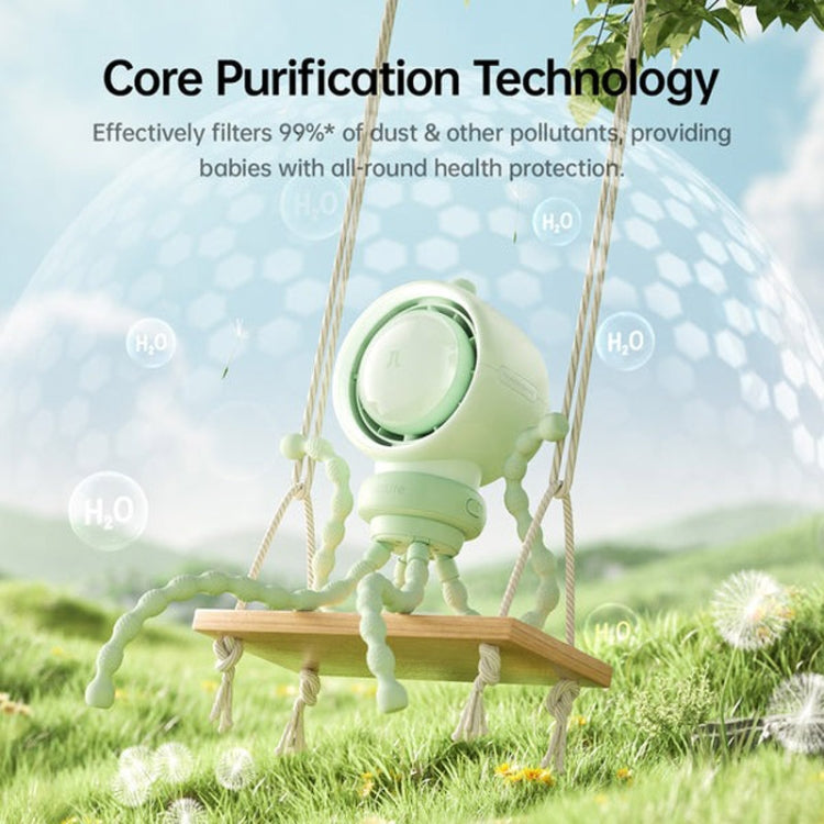 JisuLife Stroller Fan Life2S High Speed Energy Saving Stroller Mini Fan Octopus Bladeless Swingable Head Air Purifying Fan(Mint Green) by Jisulife