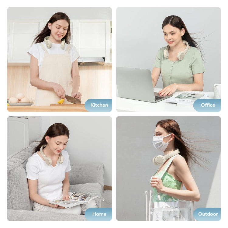 JisuLife FA31 USB Rechargeable Hanging Neck Mini Fan Bladeless Cooling Outdoor High Wind Power Electric Fan(Mint Green) by Jisulife