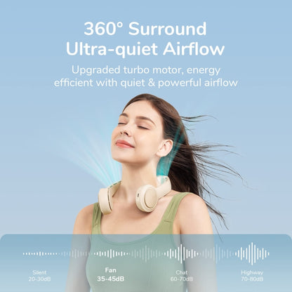 JisuLife FA31 USB Rechargeable Hanging Neck Mini Fan Bladeless Cooling Outdoor High Wind Power Electric Fan(Mint Green) by Jisulife