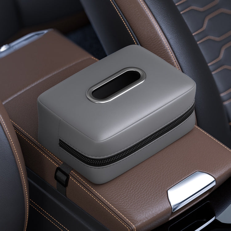 Car Seat Armrest Tissue Box Sun Visor Seat Back Hanging Paper Bag(Gray) by buy2fix
