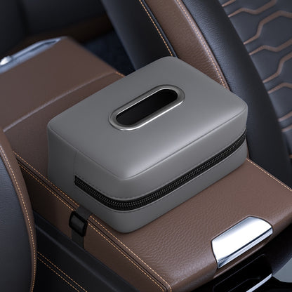Car Seat Armrest Tissue Box Sun Visor Seat Back Hanging Paper Bag(Gray) by buy2fix