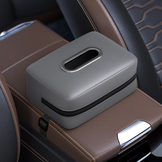 Car Seat Armrest Tissue Box Sun Visor Seat Back Hanging Paper Bag(Gray) by buy2fix