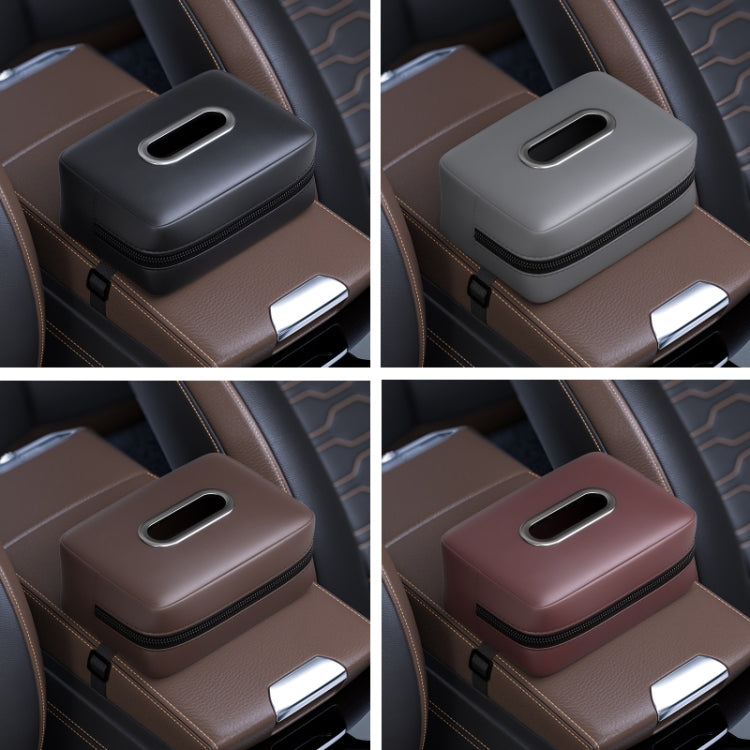 Car Seat Armrest Tissue Box Sun Visor Seat Back Hanging Paper Bag(Brown) by buy2fix