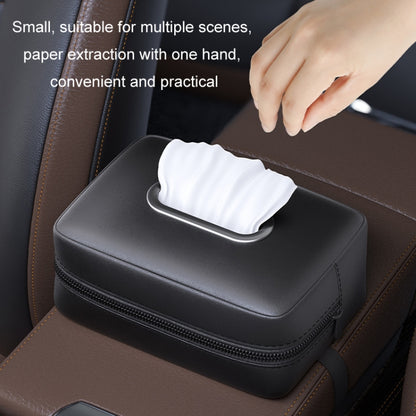 Car Seat Armrest Tissue Box Sun Visor Seat Back Hanging Paper Bag(Gray) by buy2fix