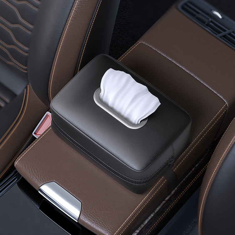 Car Seat Armrest Tissue Box Sun Visor Seat Back Hanging Paper Bag(Gray) by buy2fix