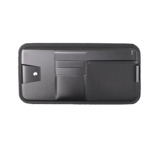 Car Sun Visor Card Glasses Holder Zipper Storage Bag(Black)