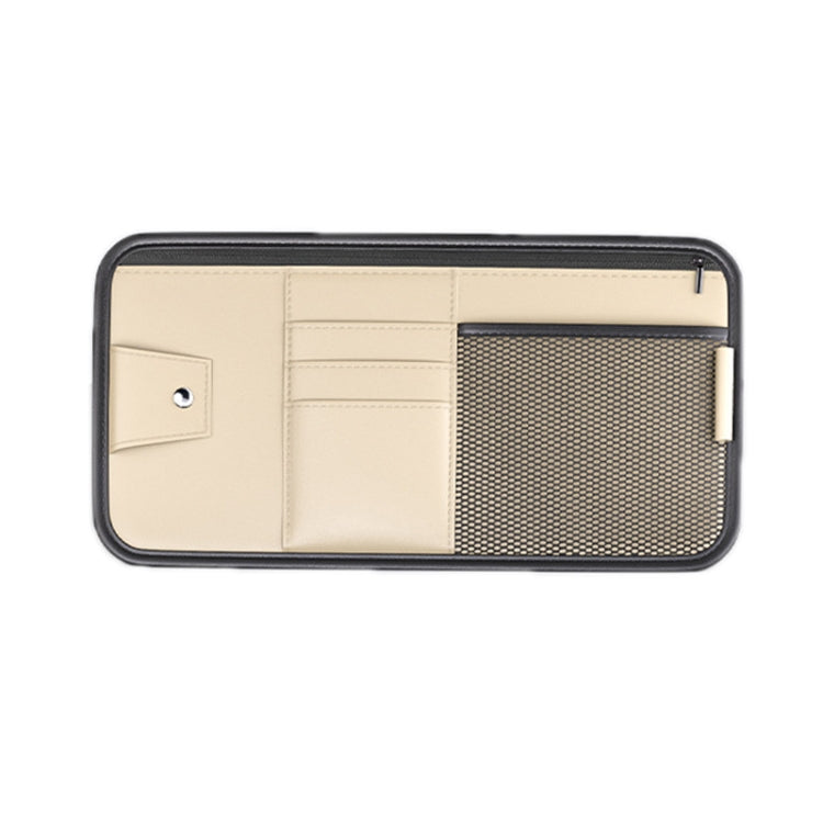 Car Sun Visor Card Glasses Holder Zipper Storage Bag(Beige) by buy2fix