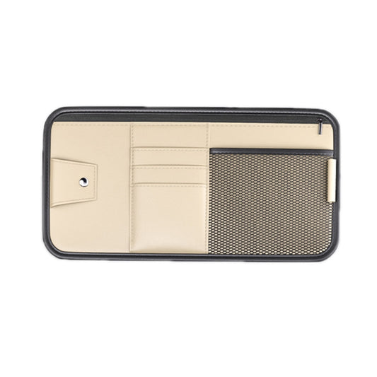 Car Sun Visor Card Glasses Holder Zipper Storage Bag(Beige) by buy2fix