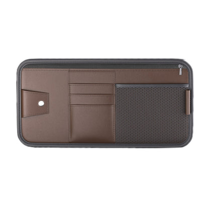 Car Sun Visor Card Glasses Holder Zipper Storage Bag(Brown) by buy2fix