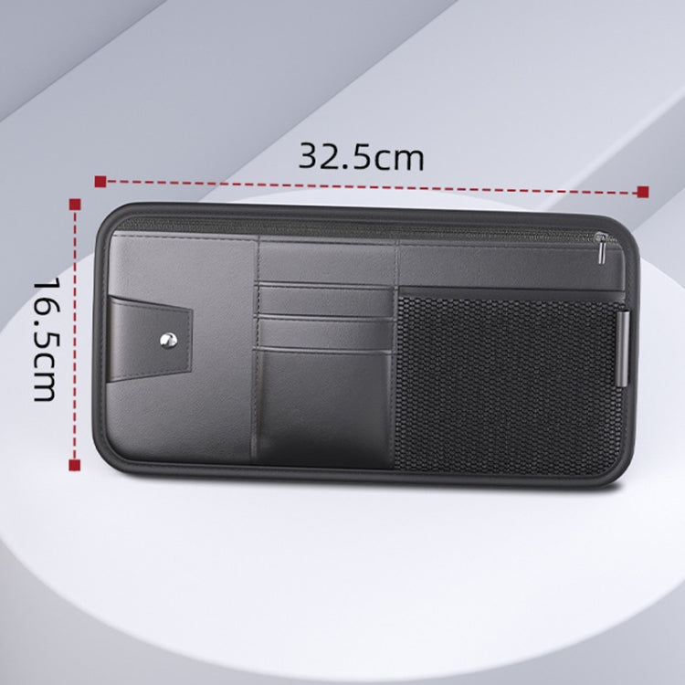 Car Sun Visor Card Glasses Holder Zipper Storage Bag(Brown) by buy2fix