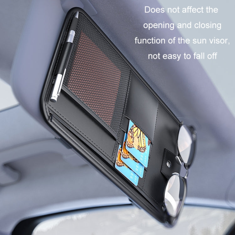 Car Sun Visor Card Glasses Holder Zipper Storage Bag(Gray) by buy2fix