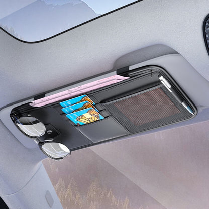Car Sun Visor Card Glasses Holder Zipper Storage Bag(Black) by buy2fix