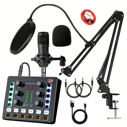 M8 Recording And Singing Live Bluetooth Sound Card Set, Color: Black+Black Cantilever Earphone by buy2fix