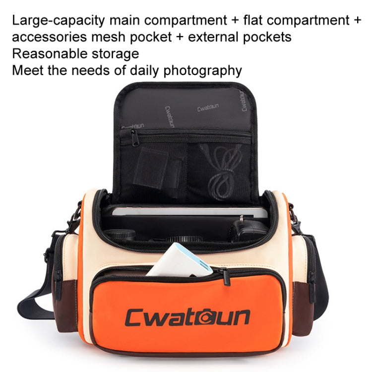 Cwatcun D121 Shoulder Crossbody Camera Bag Colorful Large Capacity Waterproof Digital Photography Bag, Color: Small Orange Red - Strap Satchel by Cwatcun | Online Shopping UK | buy2fix