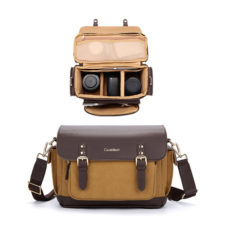 Cwatcun D127 Single Shoulder Vintage Waterproof Canvas Bag DSLR Camera Photo Bag - Strap Satchel by Cwatcun | Online Shopping UK | buy2fix